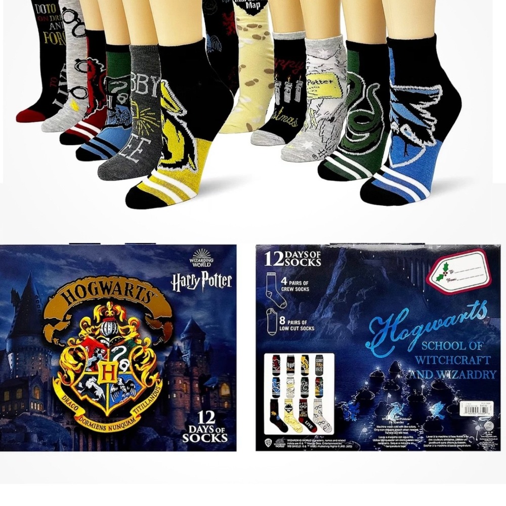 Wizarding World Unisex Multicolor Harry Potter Graphic Socks 12 Pairs Size 6-12